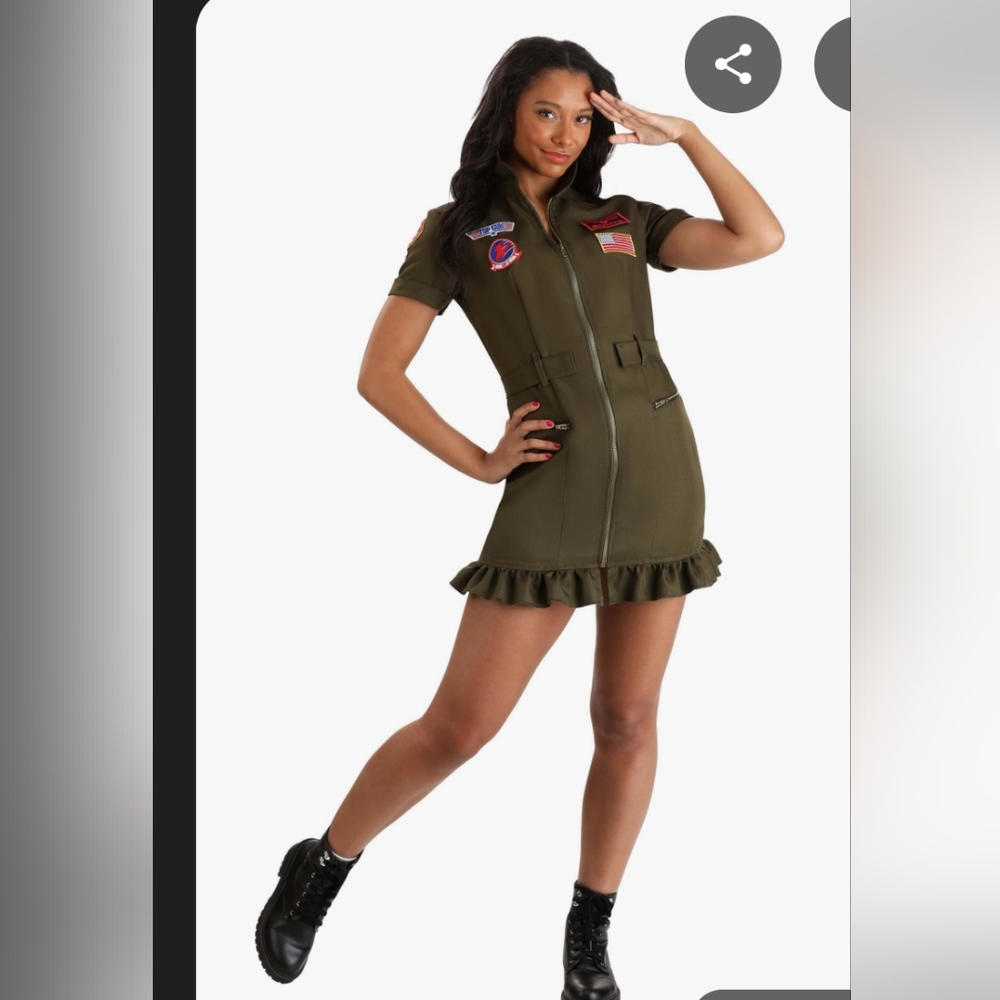 Halloween Top Gun  Army Green Costume Dress